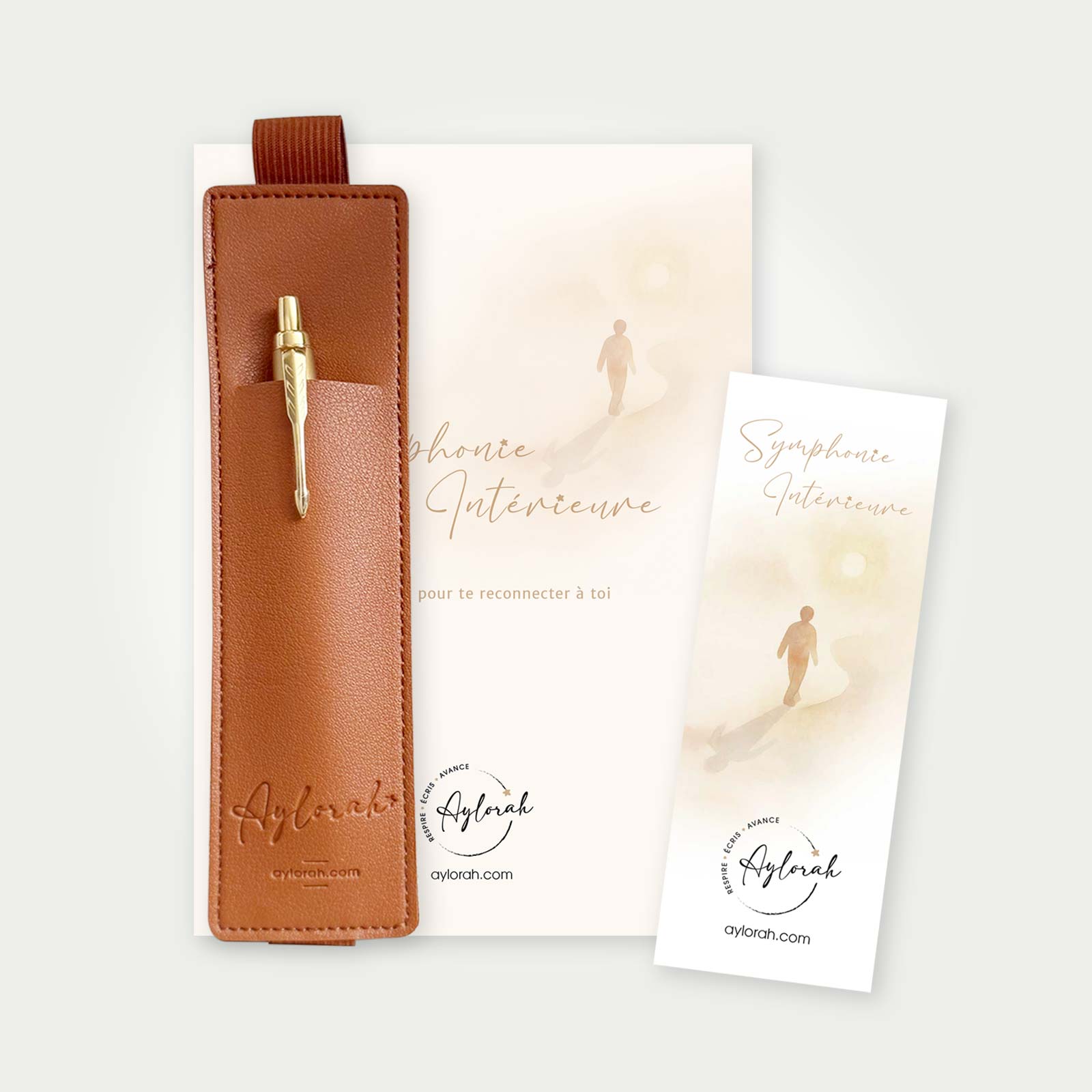 Rituel Signature Aylorah – pack complet carnet, marque-page et porte-stylo camel - variante